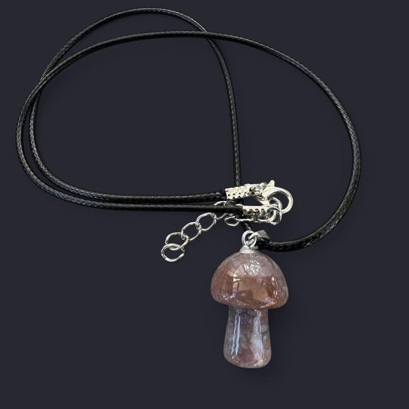 Indian Agate Mushroom Pendant Necklace - Picture 3 of 3